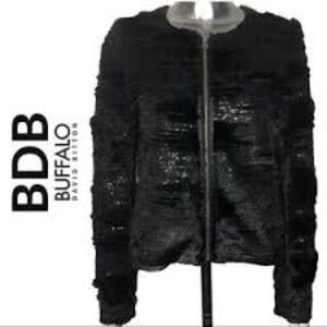 Buffalo David Bitton black bedazzled fake fur jacket